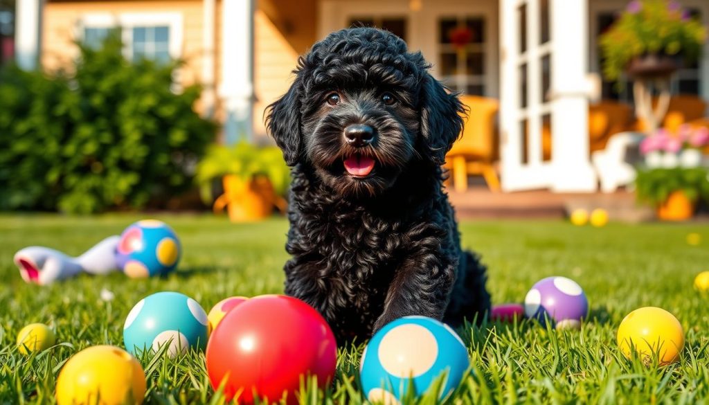 black goldendoodle puppy