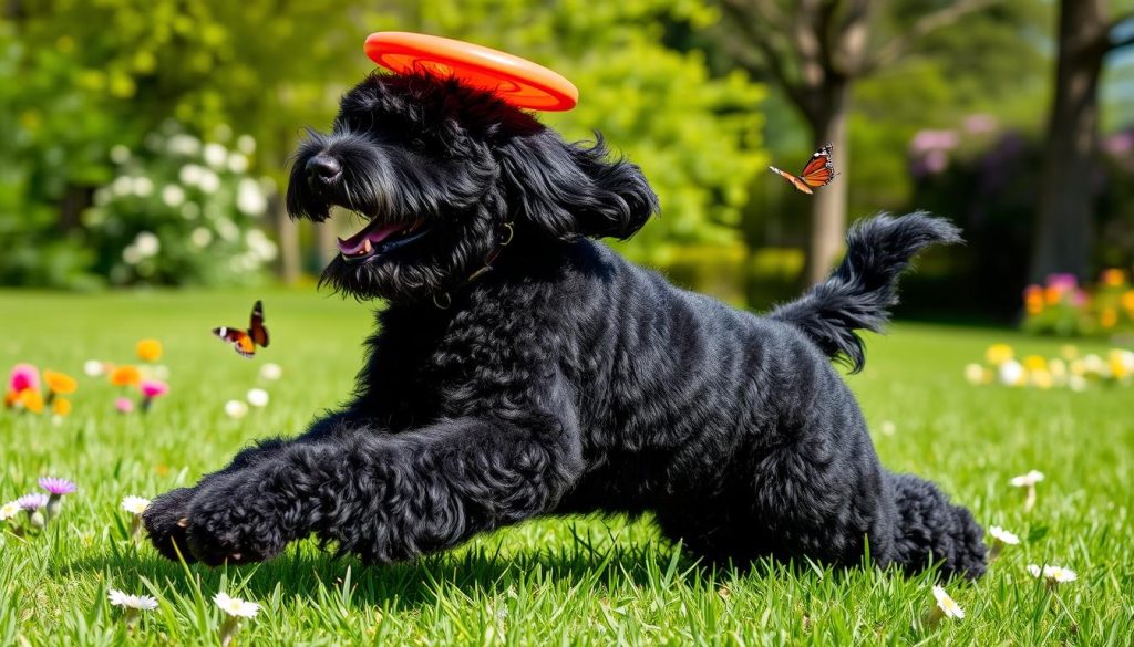 black labradoodle playing