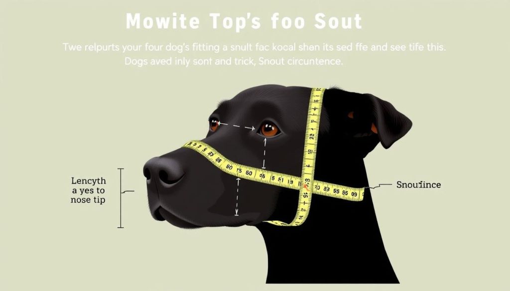 Diagram showing how to measure a dog's snout for proper muzzle fitting Diagram showing how to measure a dog's snout for proper muzzle fitting