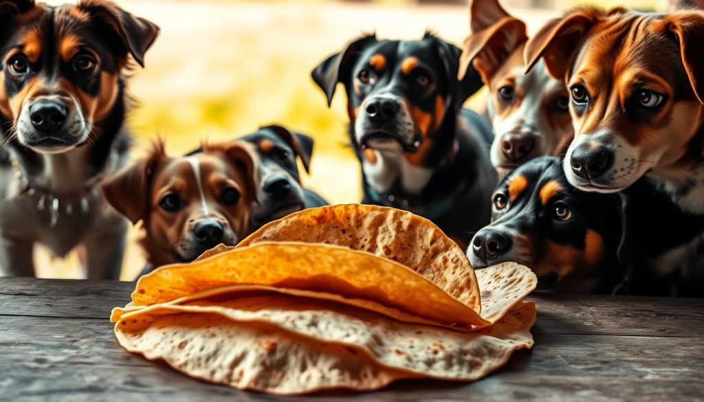 dogs eating corn tortillas