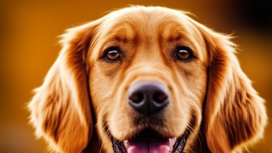 A noble-looking Golden Retriever on a misty, heather-covered hill that evokes the breed's historic origins in the Scottish Highlands.