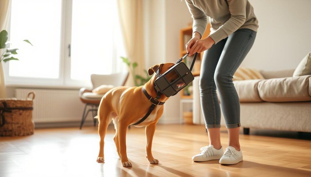 training dog with muzzle