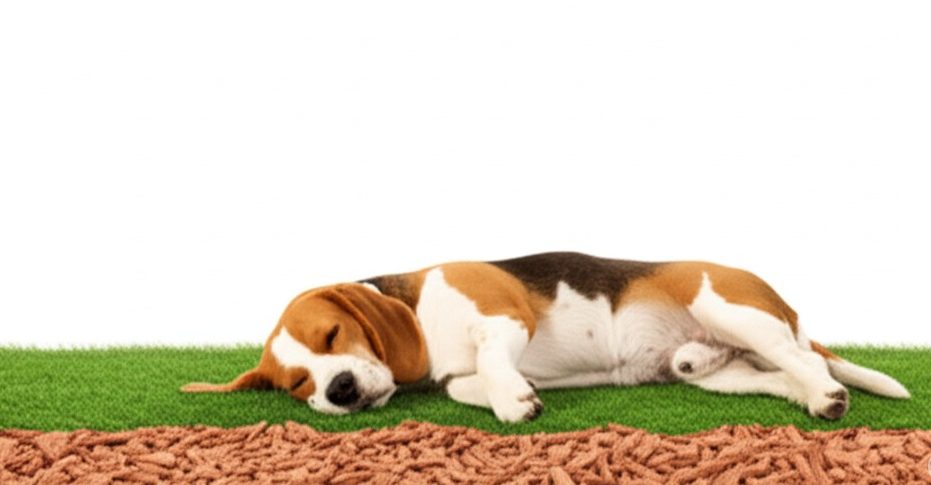 A close-up showing a dog's clean fur near cedar mulch, which is safe for dogs and acts as a natural flea and tick repellent.